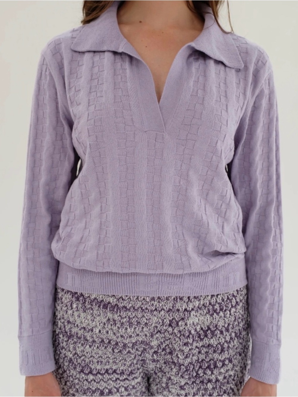 Beklina Roof Knit Polo in Violet